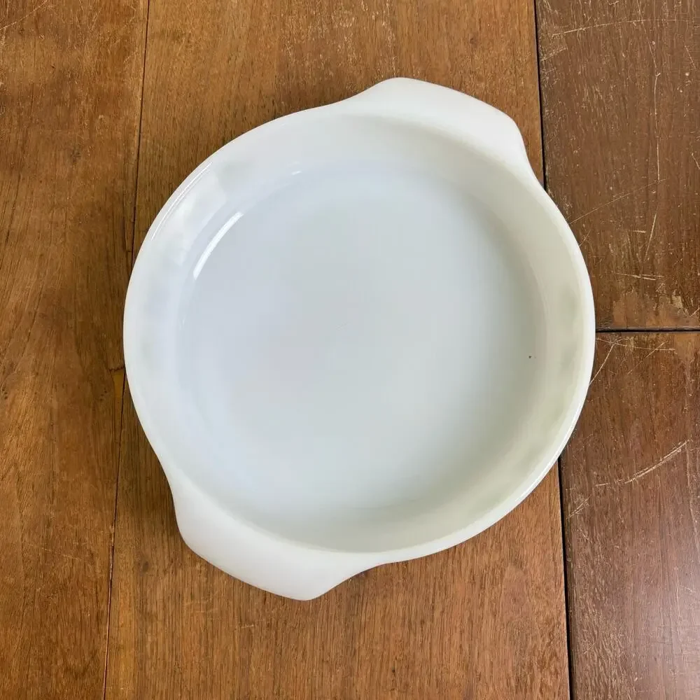 Fire‎ King GREEN MEADOW FLOWERS 9 inch Pie Baking Dish 429 Anchor Hocking